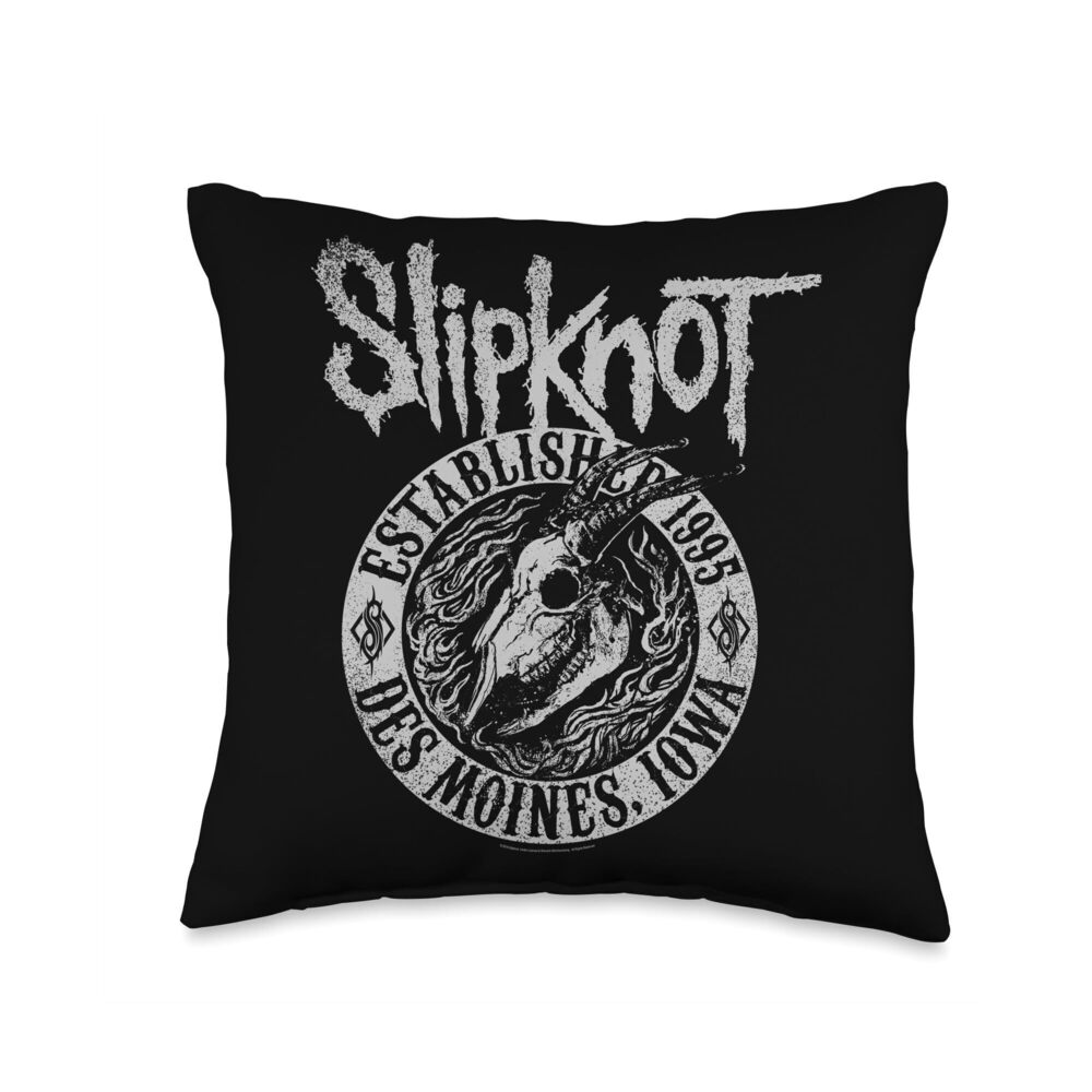 1335 Official Slipknot Goat Flames Black Throw Pillow